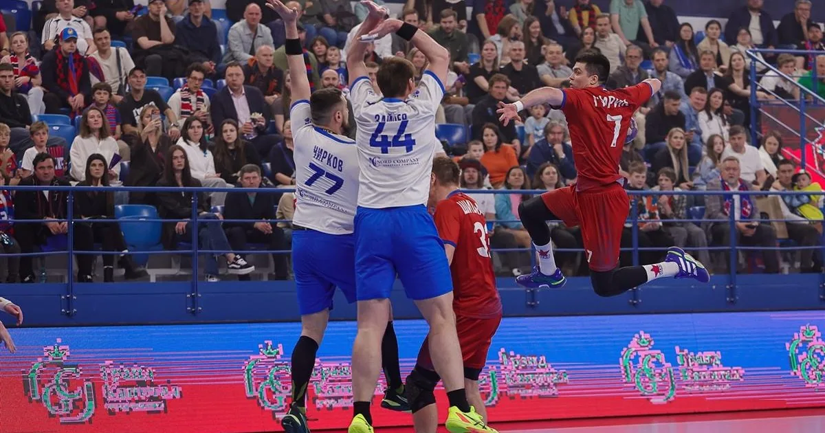 Игровой момент в зале, мужская Суперлига по гандболу 2026/27