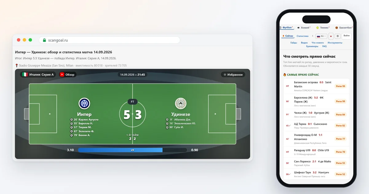 ScanGoal: как смотреть футбол с цифрами, если вы не аналитик